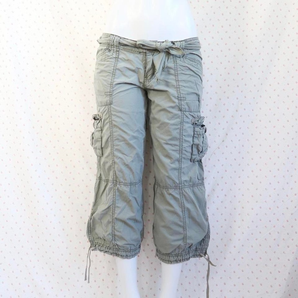 vintage bongo sage green cargo capri pants y2k utility low rise